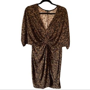 G by Guess Animal Print Front Knot Dress